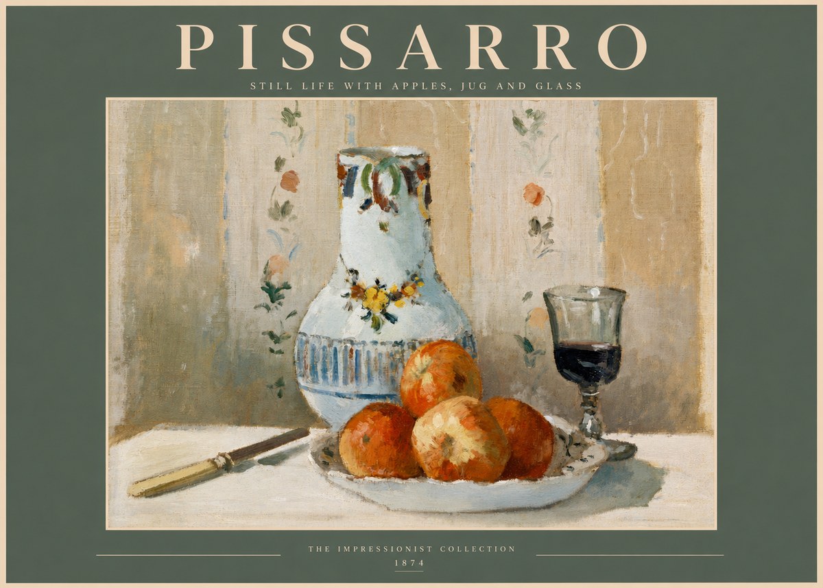 Pissarro Still Life with Apples, Jug and Glass No2 - Affiche