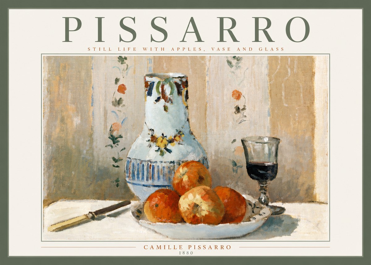 Pissarro Still Life with Apples, Jug and Glass No3 - Affiche