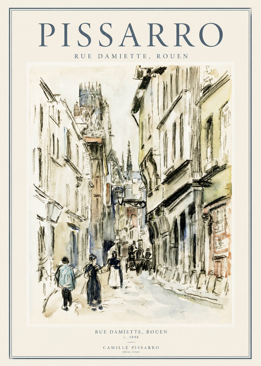 Pissarro Rue Damiette, Rouen No1 - Affiche