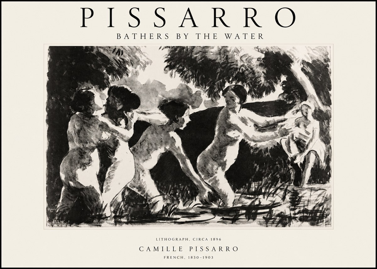 Pissarro Bathers by the Water No1 - Affiche