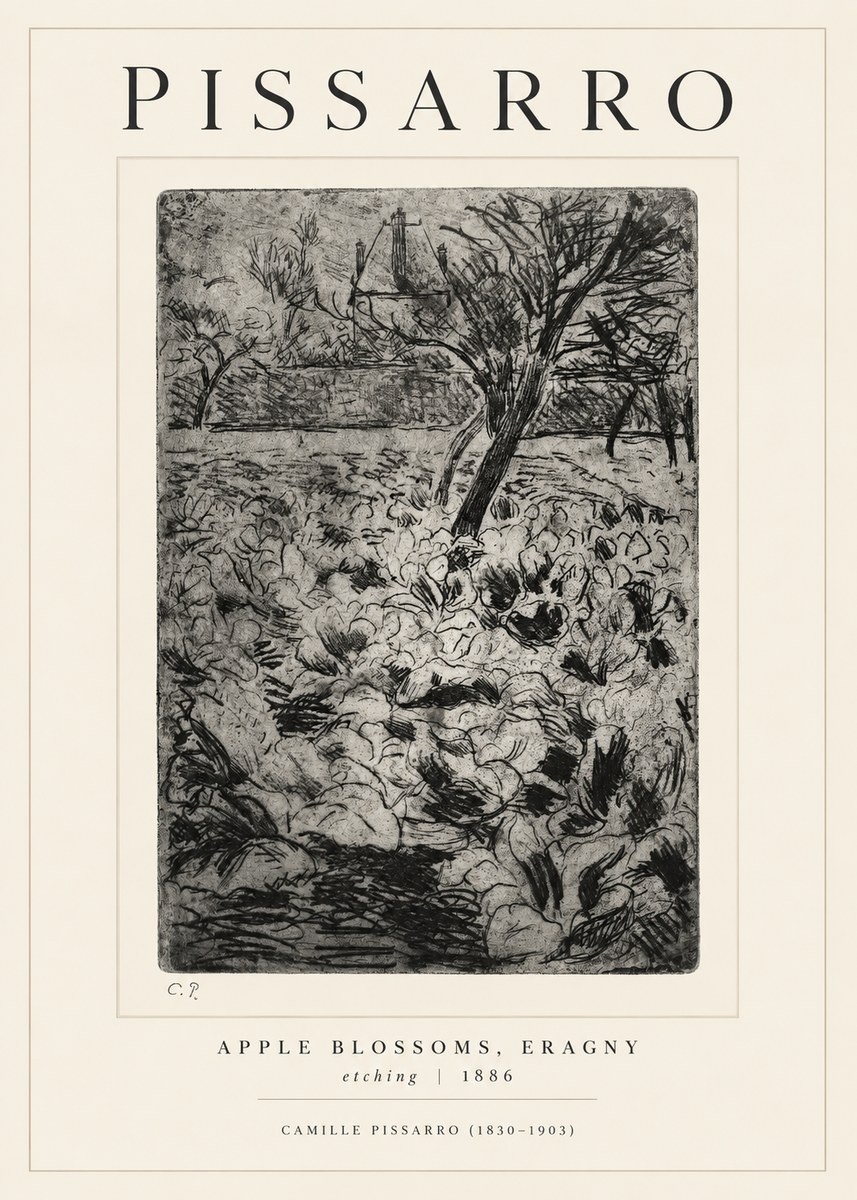 Pissarro Apple Blossoms, Eragny No1 - Affiche