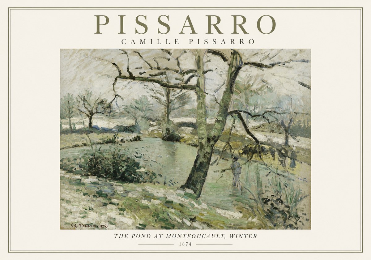 Pissarro The Pond at Montfoucault, Winter No1 - Affiche