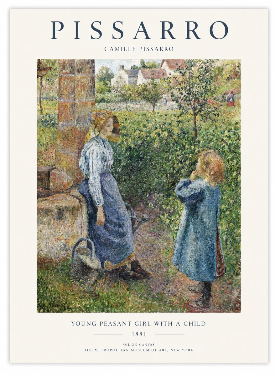 Pissarro Young Peasant Girl with a Child No1 - Affiche