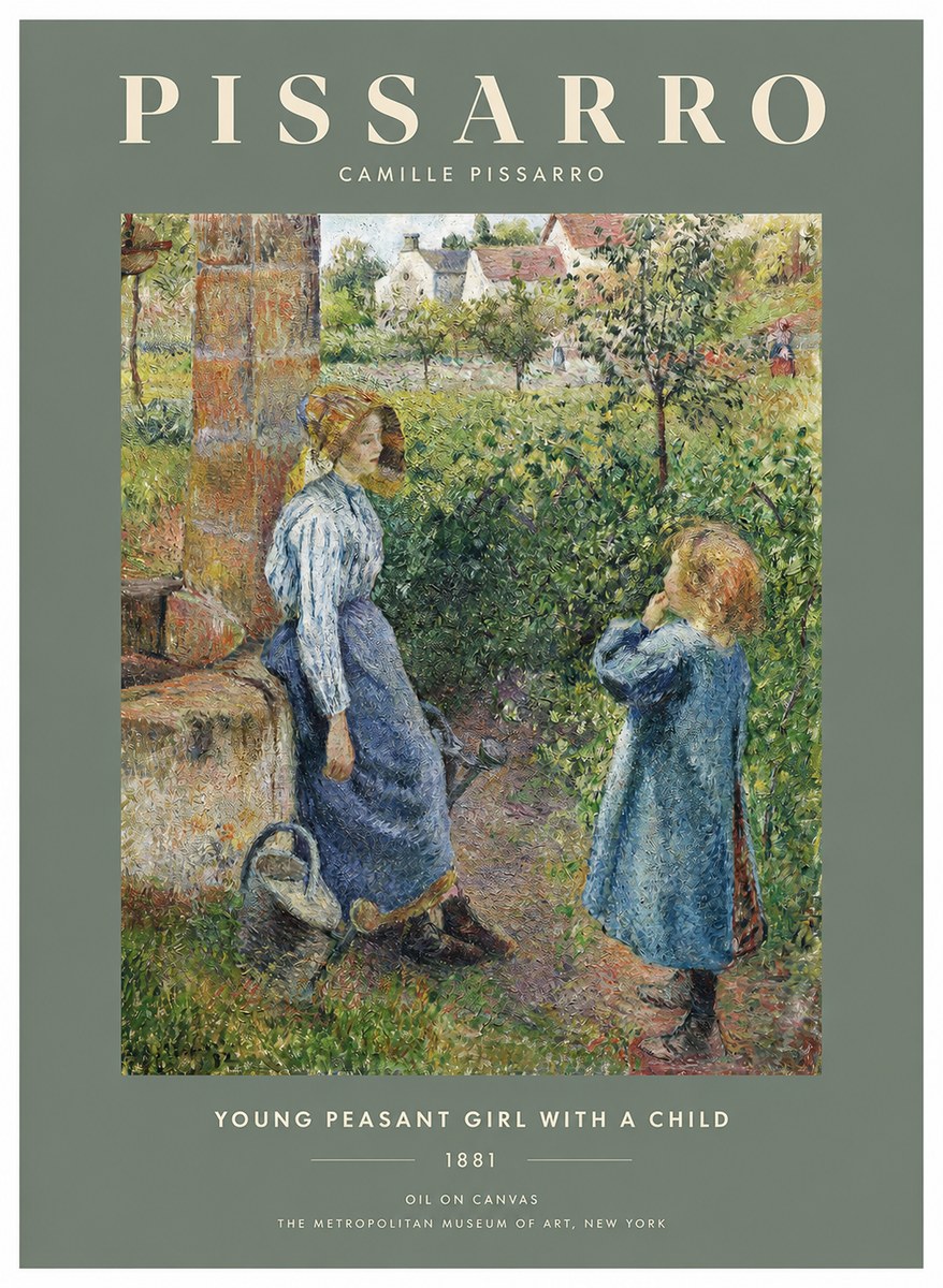 Pissarro Young Peasant Girl with a Child No2 - Affiche
