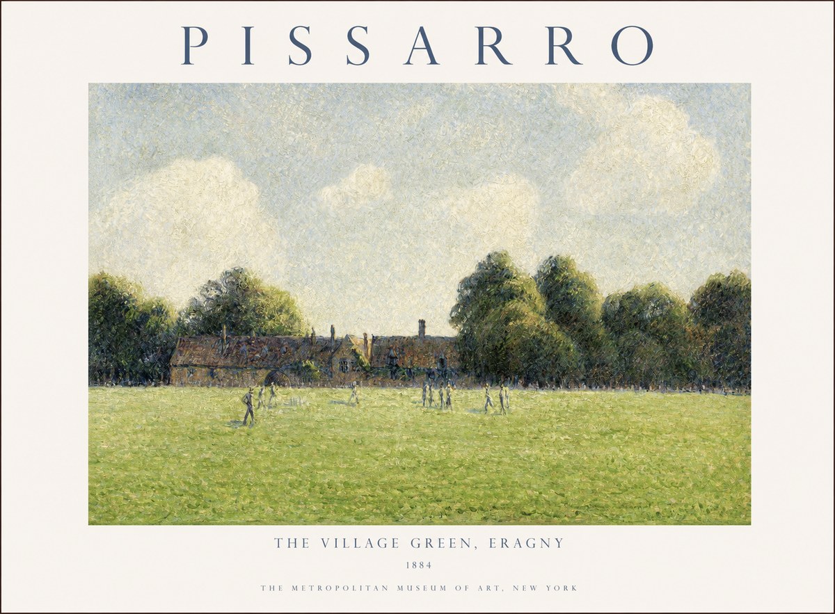 Pissarro The Village Green, Eragny No1 - Affiche