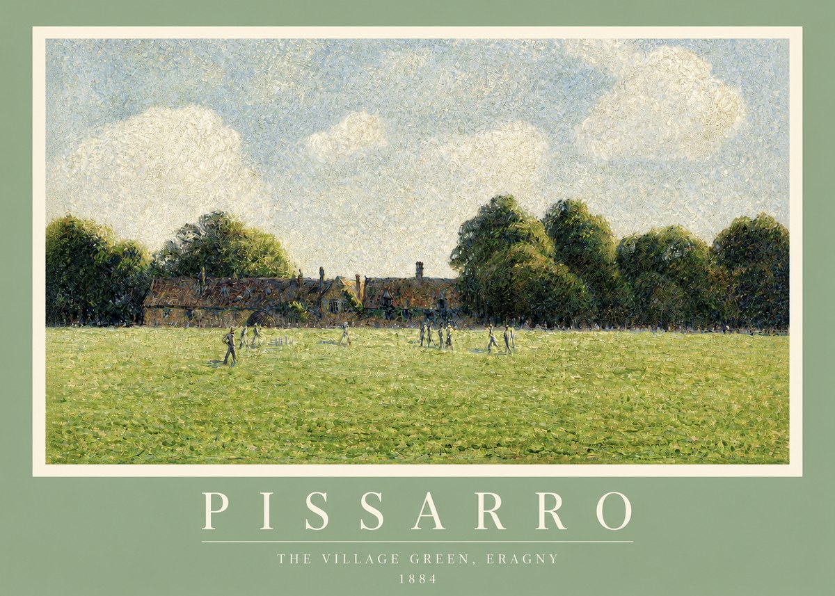 Pissarro The Village Green, Eragny No2 - Affiche
