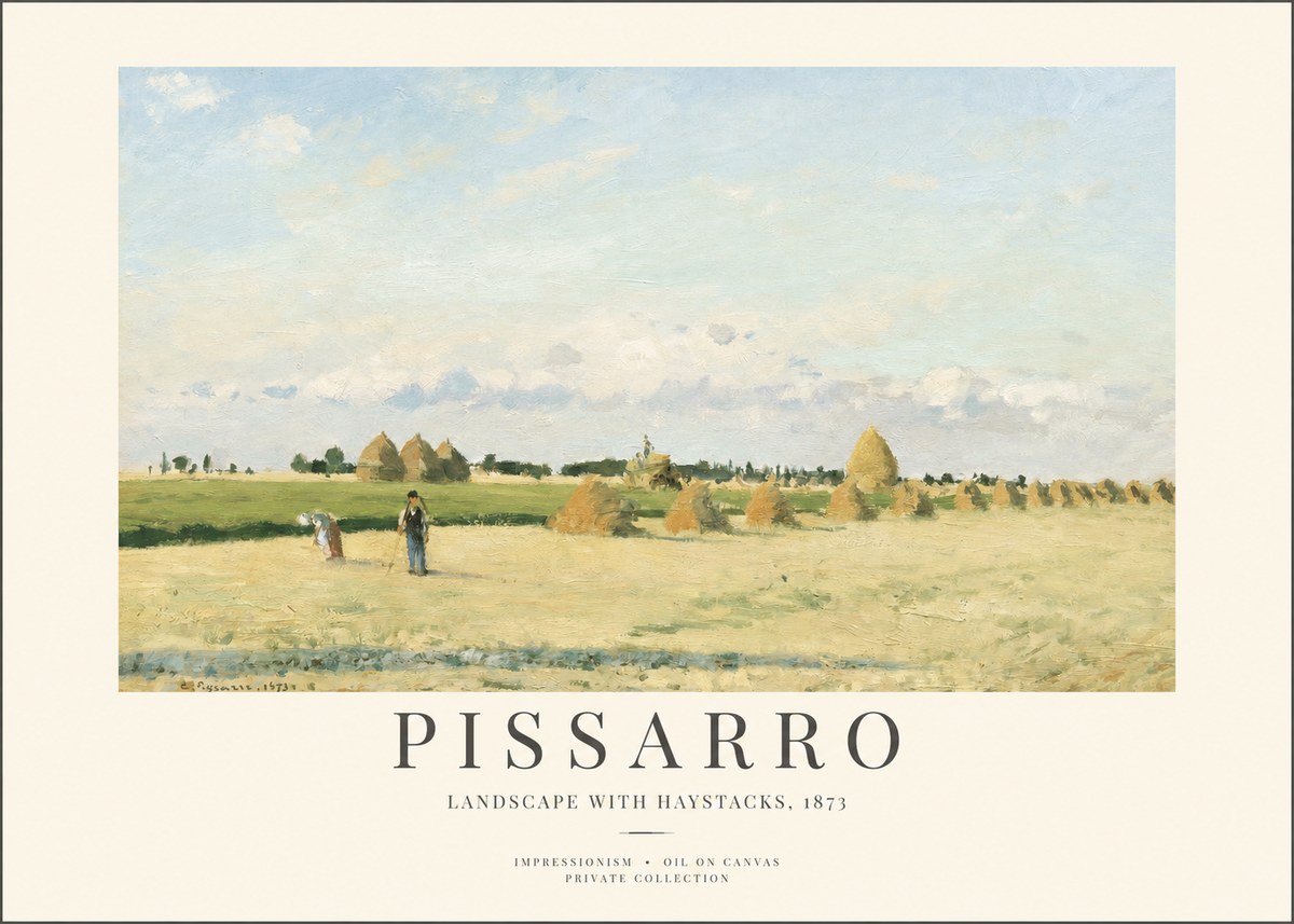 Pissarro Landscape with Haystacks, 1873 No1 - Affiche
