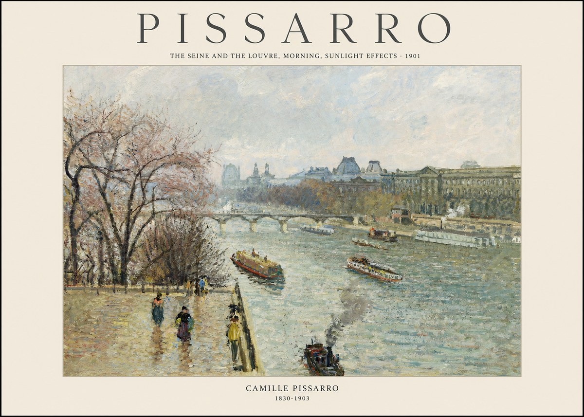 Pissarro The Seine and the Louvre, Morning, Sunlight Effects - 1901 No1 - Affiche