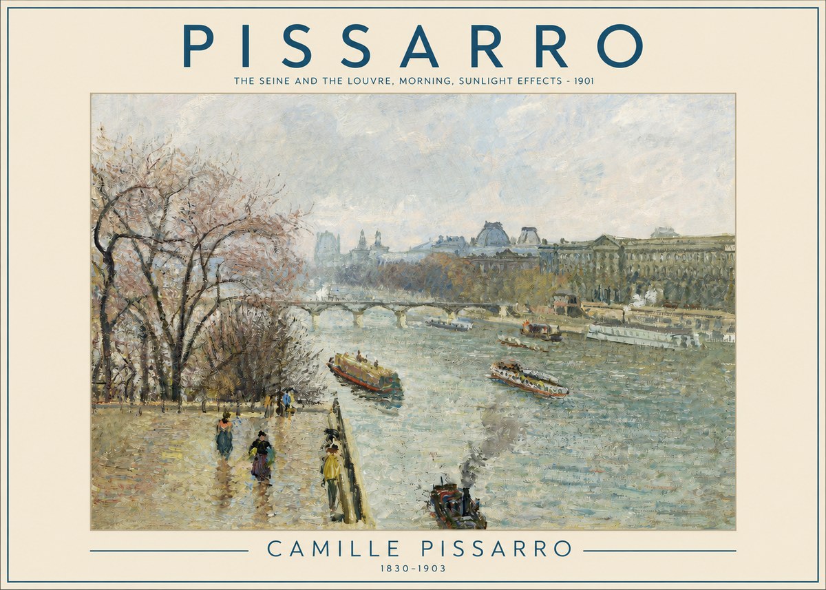 Pissarro The Seine and the Louvre, Morning, Sunlight Effects - 1901 No2 - Affiche