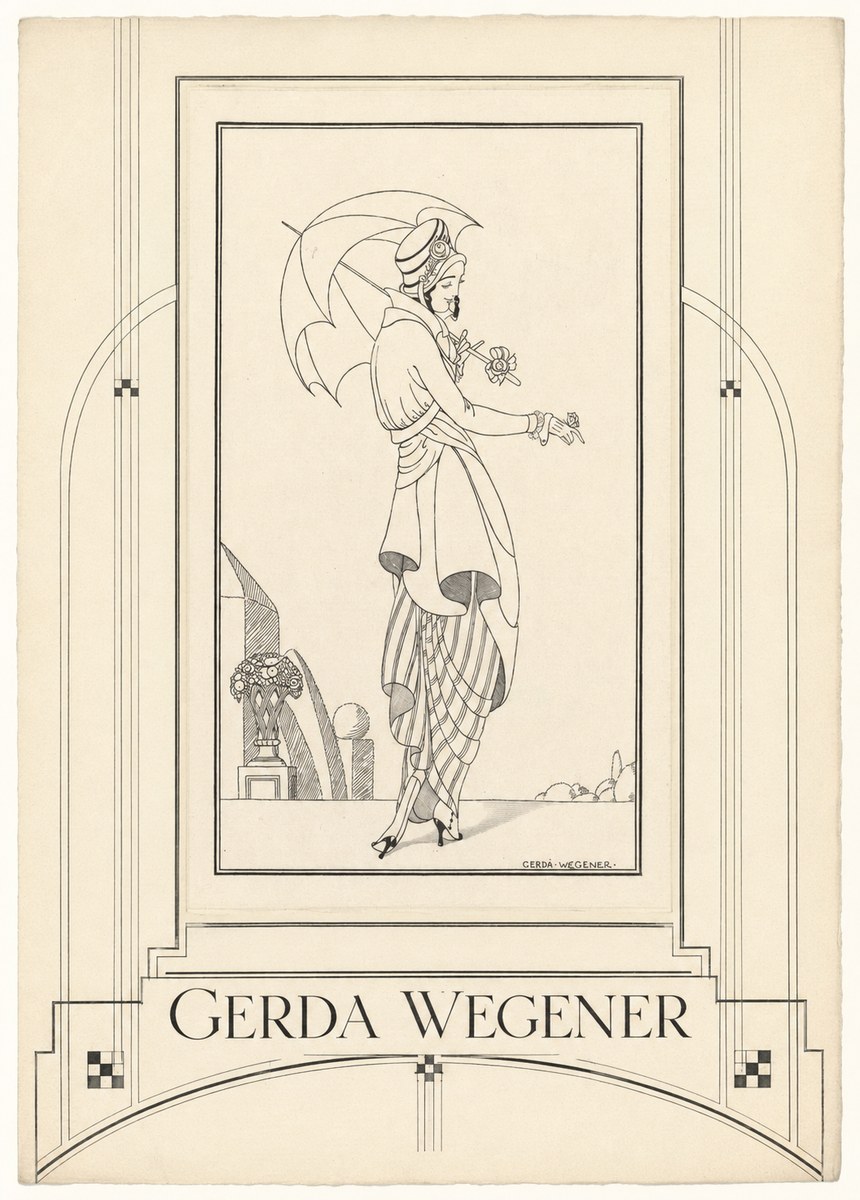 Gerda Wegener Elegant Figure with Parasol No6 - Affiche