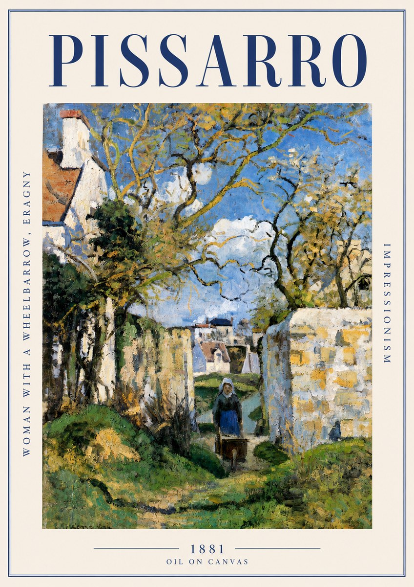 Pissarro Woman with a Wheelbarrow, Eragny No2 - Affiche