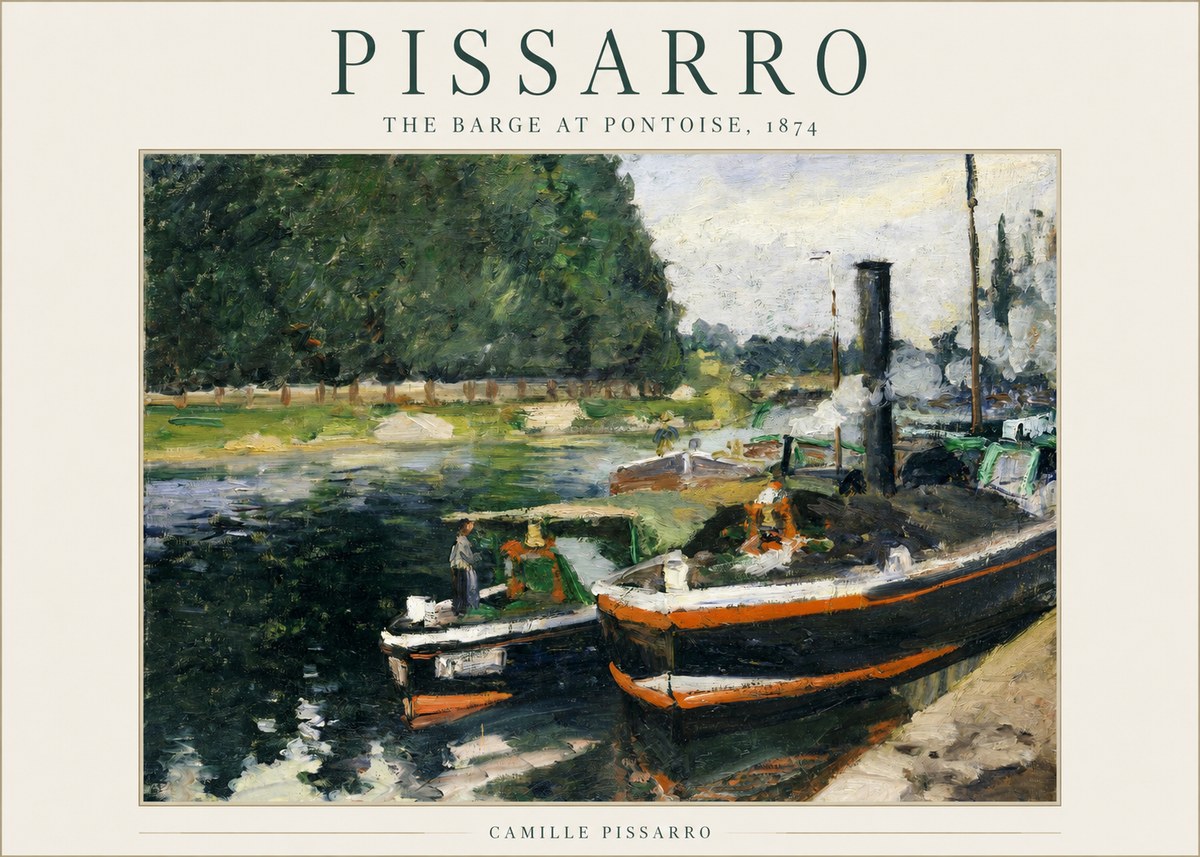Pissarro The Barge at Pontoise, 1874 No1 - Affiche