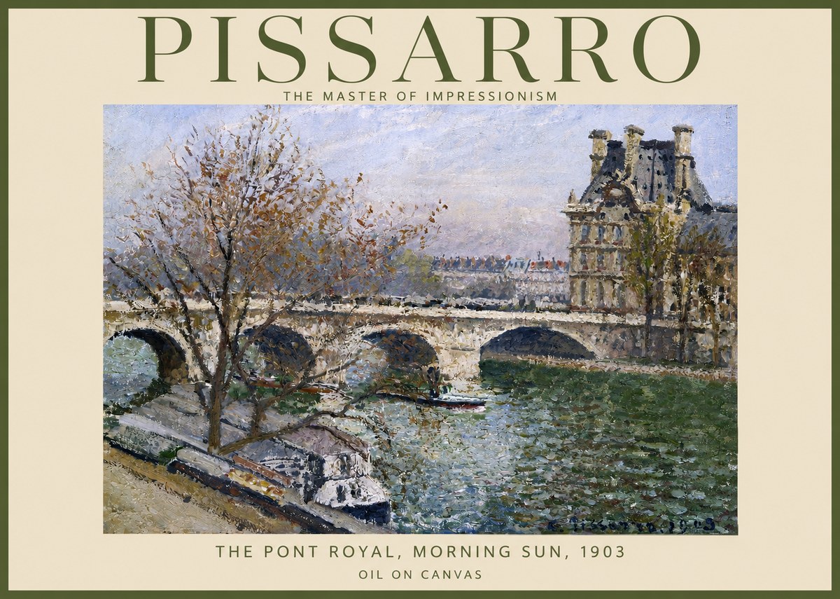 Pissarro The Pont Royal and the Louvre. Morning, 1903 No2 - Affiche