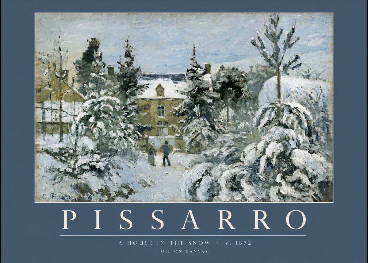 Pissarro The Entrance to the Village, Winter No2 - Affiche