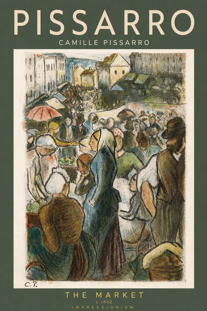 Pissarro The Market, Pontoise No2 - Affiche