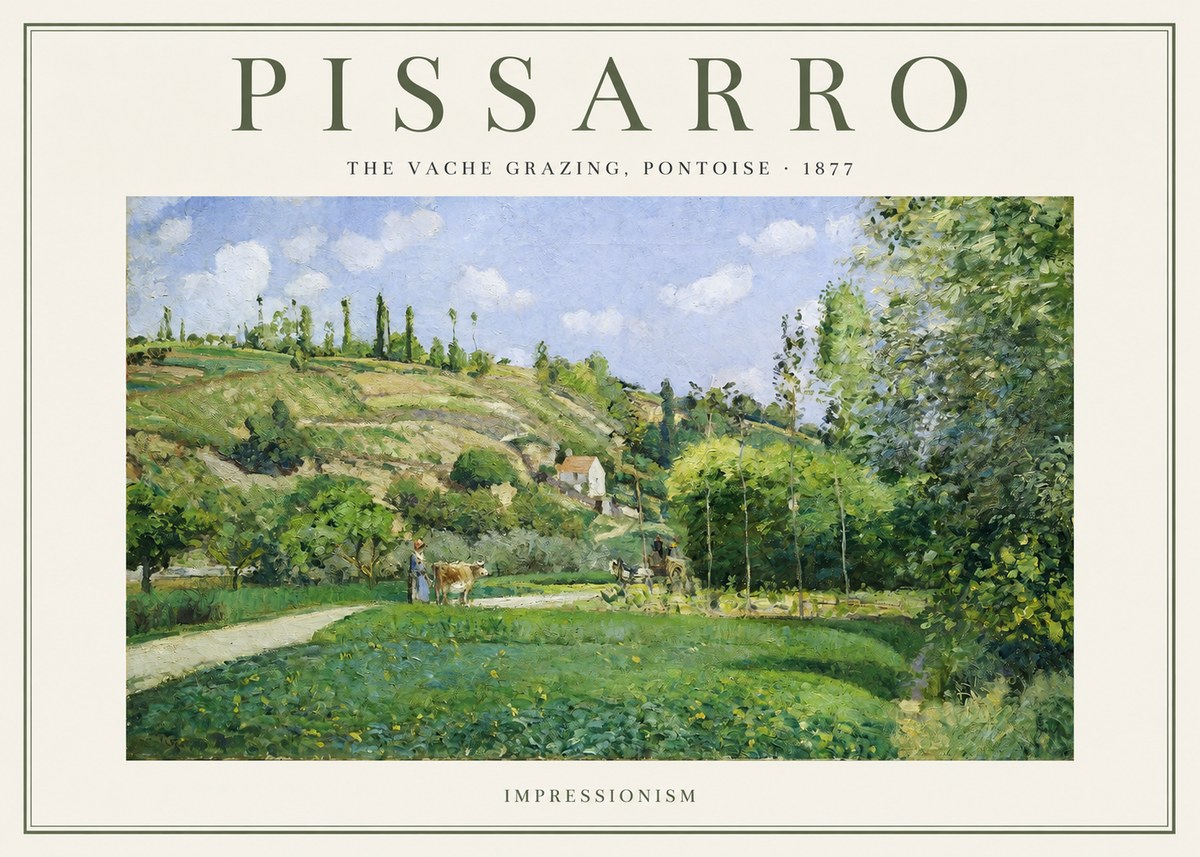 Pissarro The Vache Grazing, Pontoise · 1877 No1 - Affiche