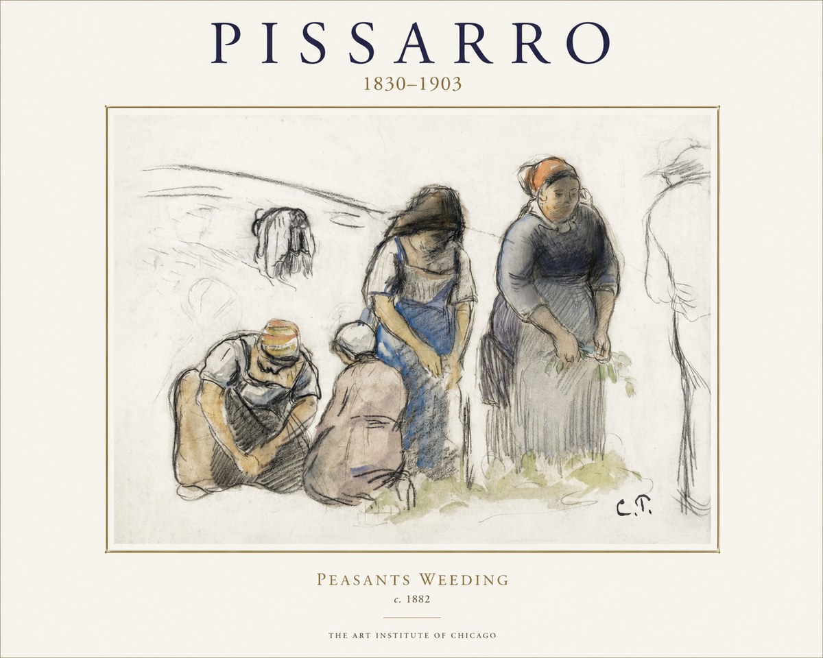 Pissarro Peasants Weeding No1 - Affiche