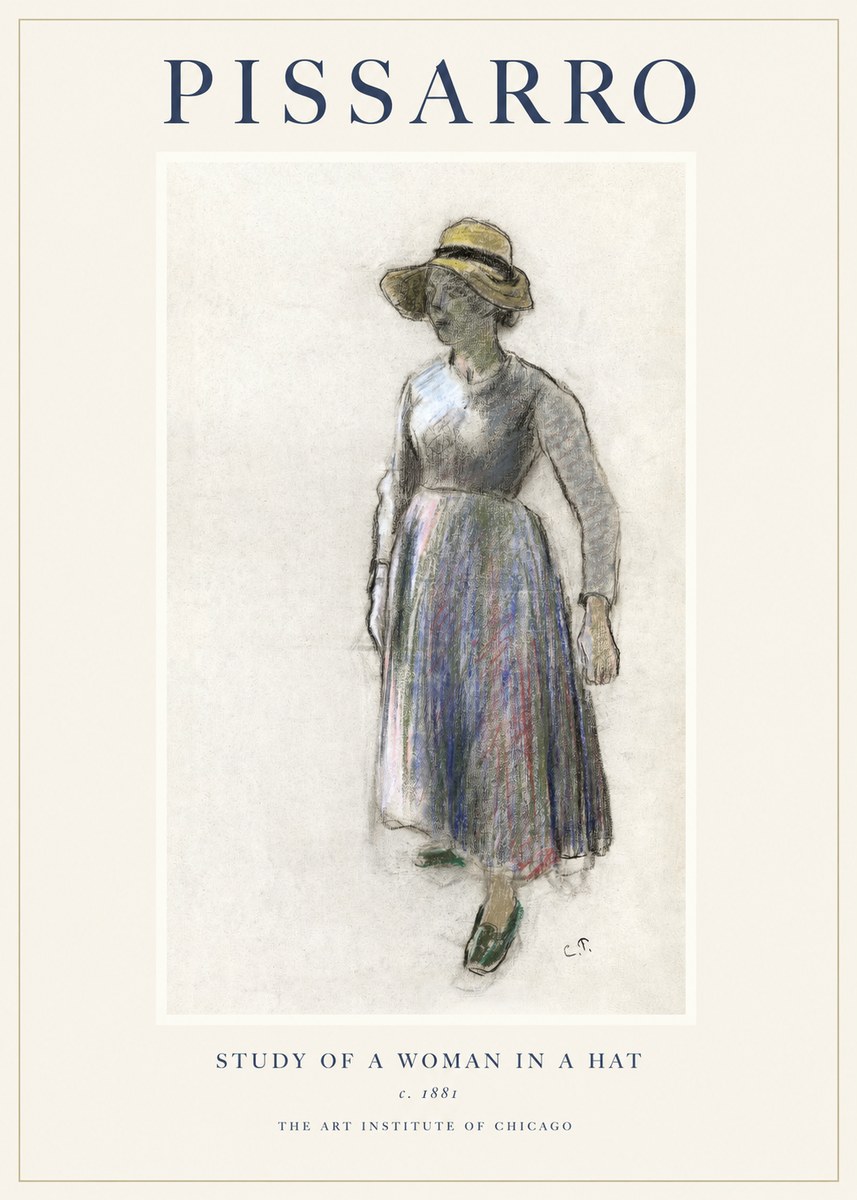 Pissarro Study of a Woman in a Hat No1 - Affiche