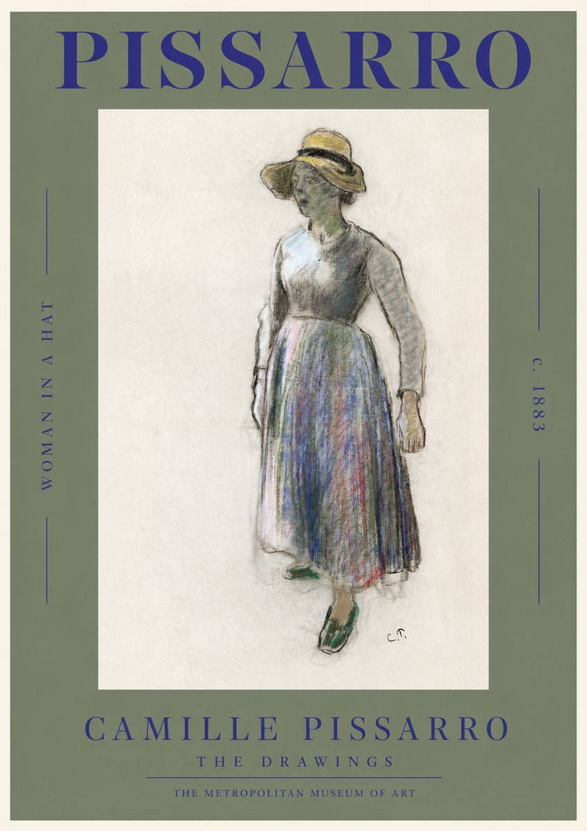 Pissarro Study of a Woman in a Hat No2 - Affiche