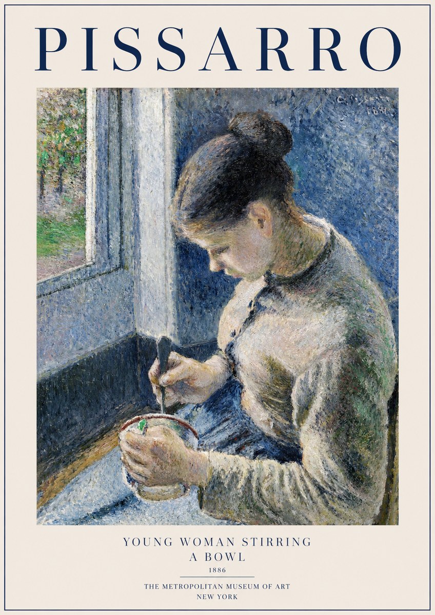Pissarro Young Woman Stirring a Bowl No1 - Affiche
