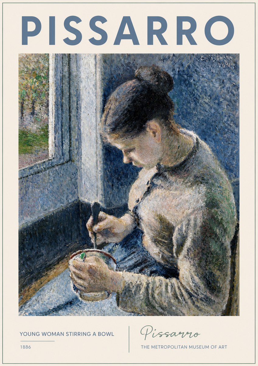 Pissarro Young Woman Stirring a Bowl No2 - Affiche
