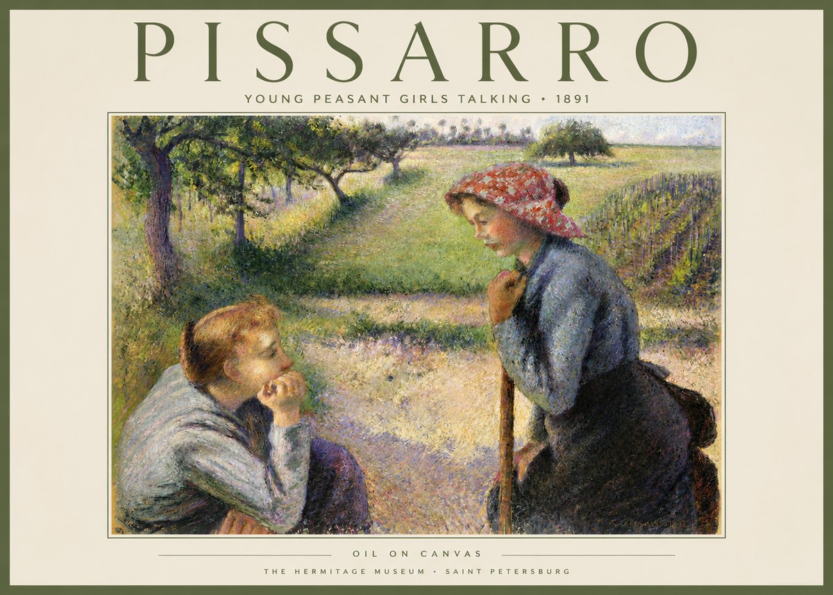 Pissarro Young Peasant Girls Talking No2 - Affiche