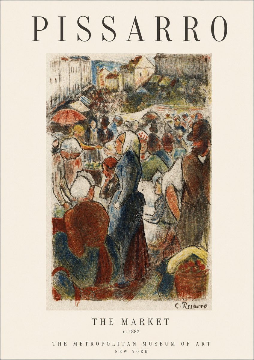 Pissarro The Market II No1 - Affiche