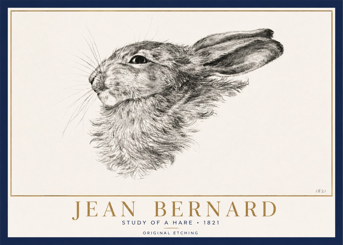 Jean Bernard Study of a Hare No3 - Affiche