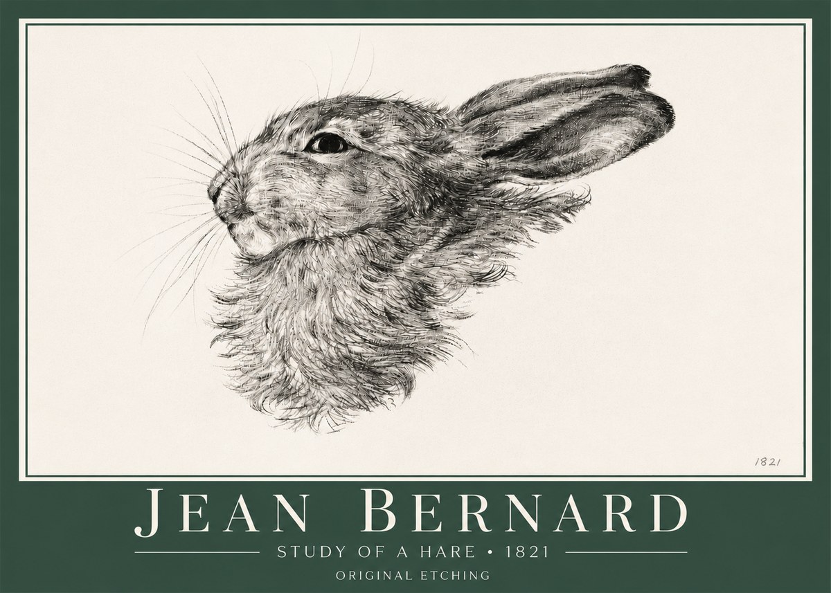 Jean Bernard Study of a Hare No4 - Affiche