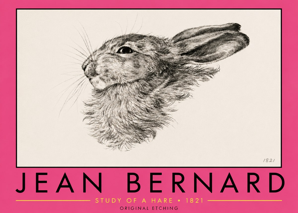 Jean Bernard Study of a Hare No5 - Affiche