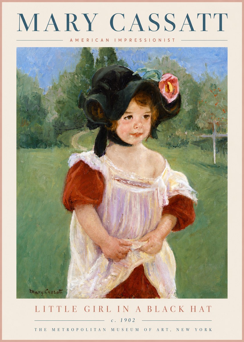 Mary Cassatt Little Girl in a Black Hat No3 - Affiche