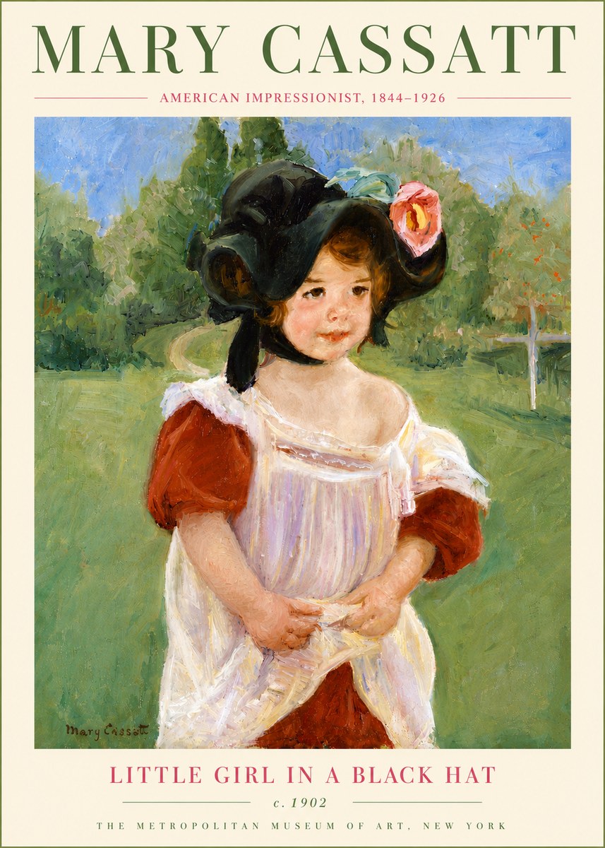 Mary Cassatt Little Girl in a Black Hat No6 - Affiche