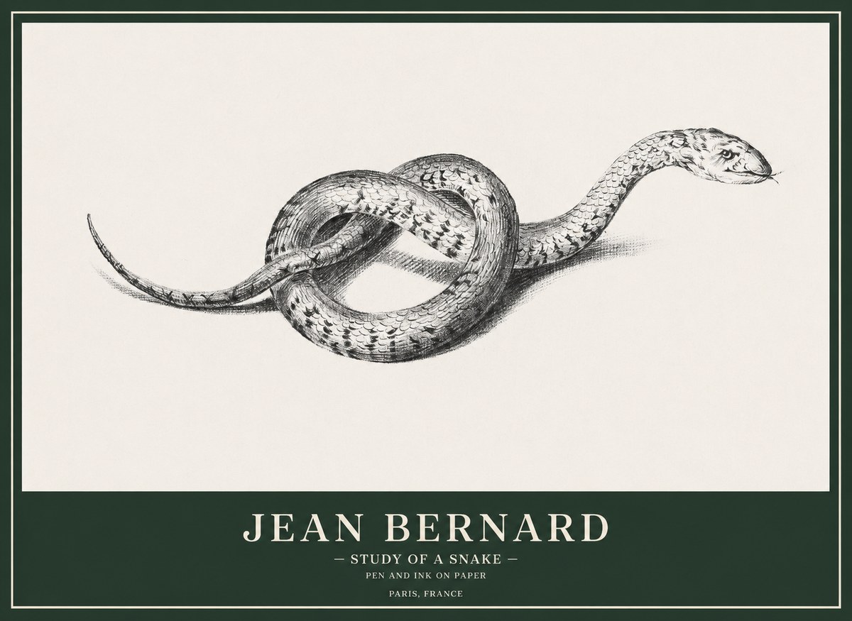 Jean Bernard Study of a Snake No1 - Affiche