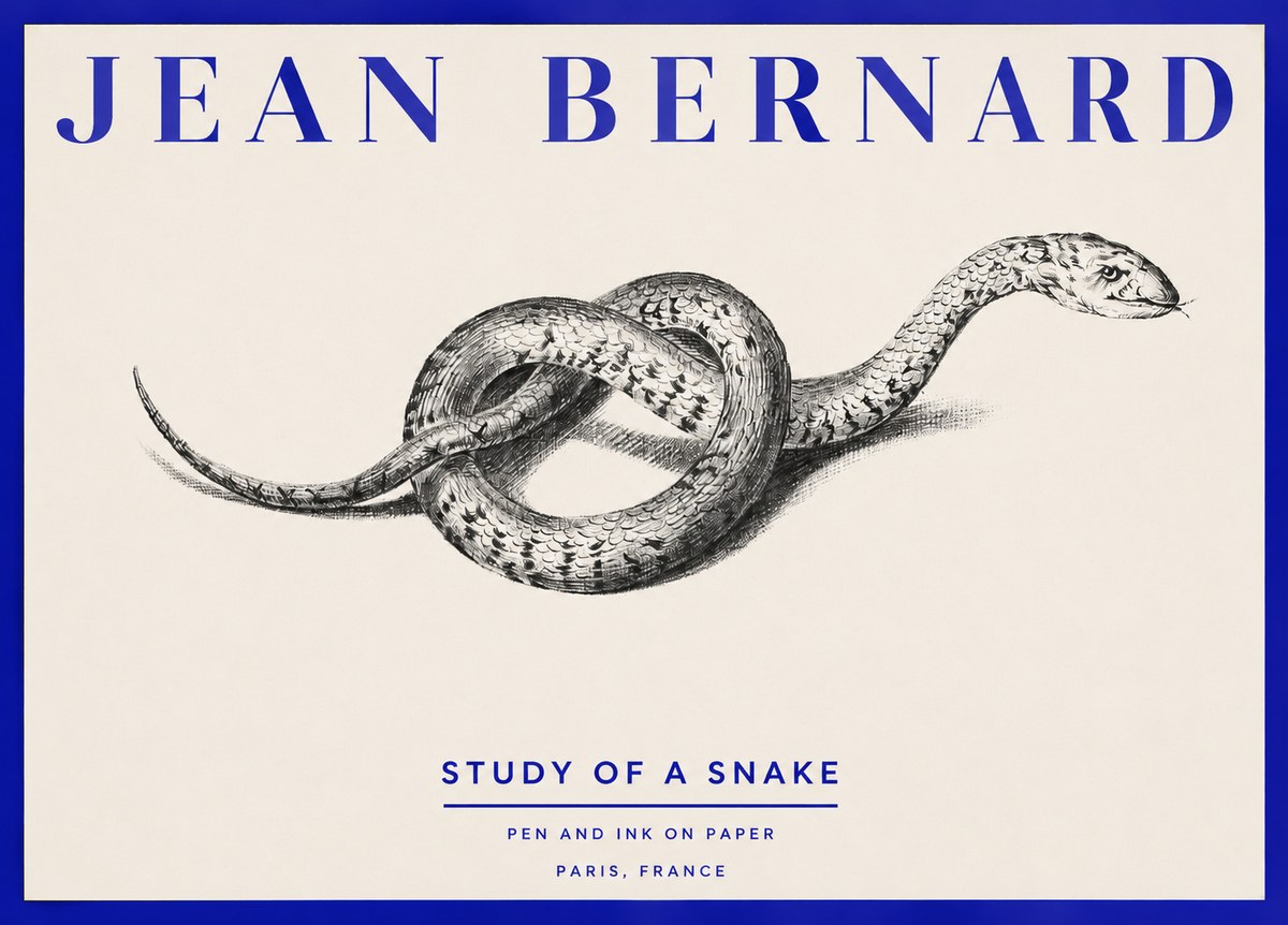 Jean Bernard Study of a Snake No2 - Affiche