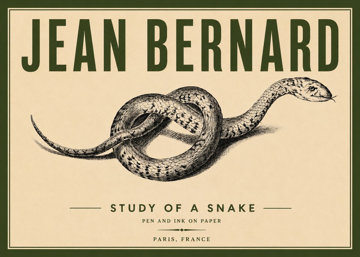 Jean Bernard Study of a Snake No6 - Affiche