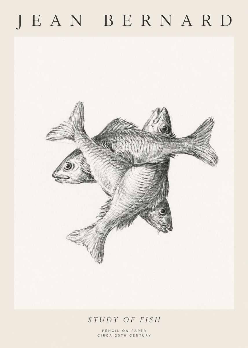 Jean Bernard Study of Fish No1 - Affiche