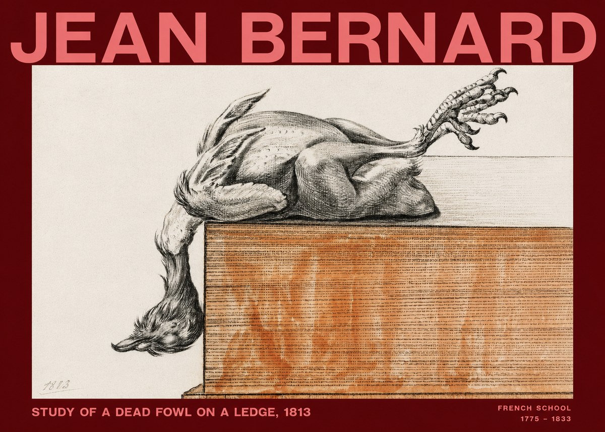 Jean Bernard Study of a Dead Fowl on a Ledge, 1813 No2 - Affiche