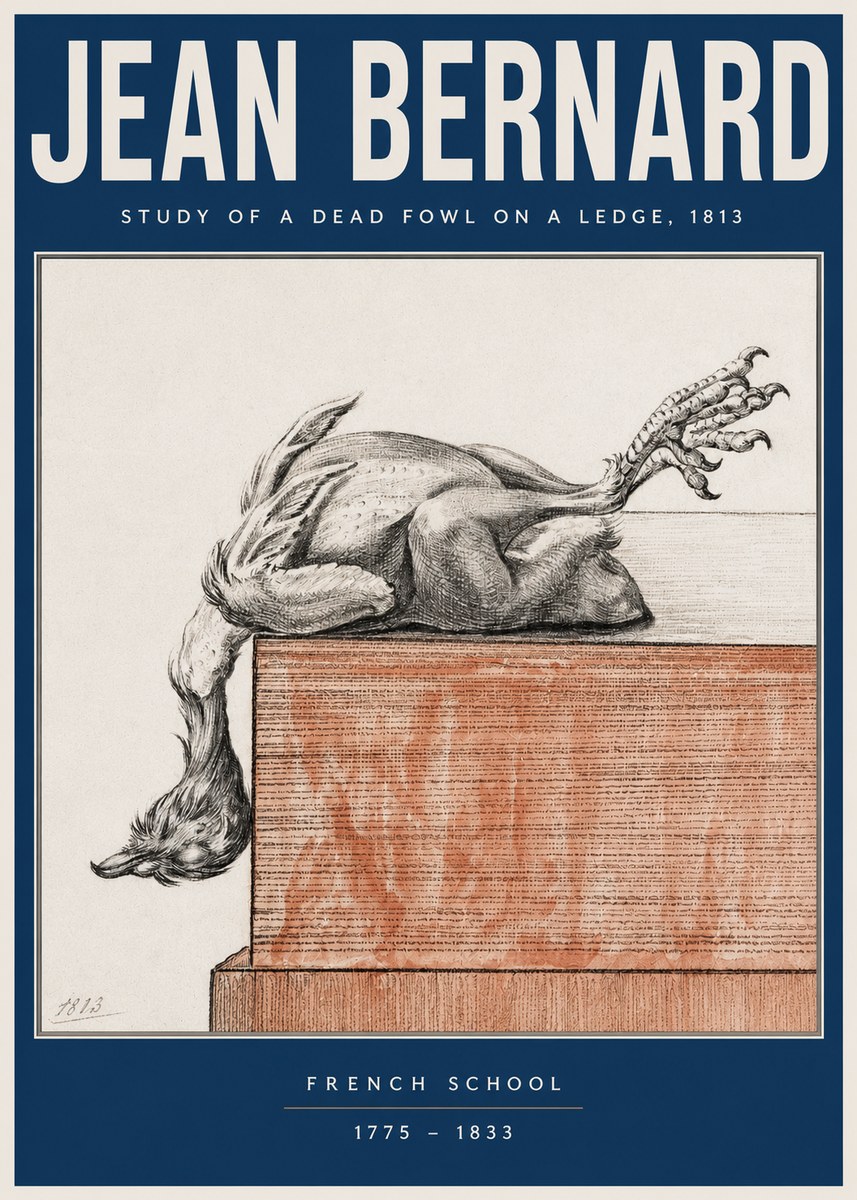 Jean Bernard Study of a Dead Fowl on a Ledge, 1813 No3 - Affiche