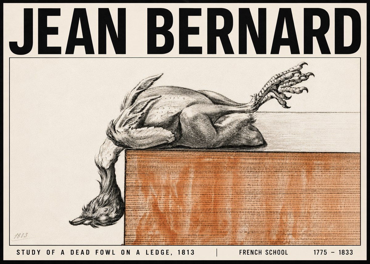 Jean Bernard Study of a Dead Fowl on a Ledge, 1813 No6 - Affiche