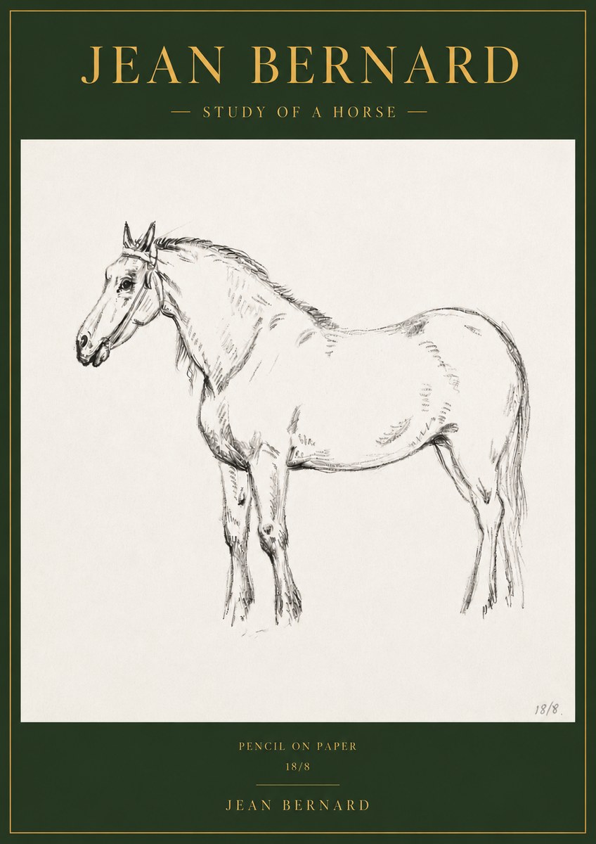 Jean Bernard Study of a Horse XVII No3 - Affiche
