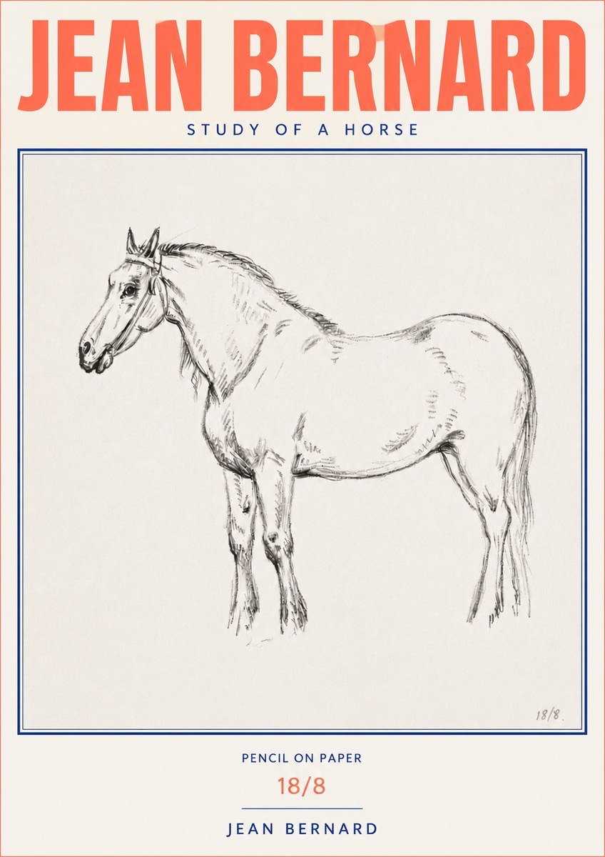 Jean Bernard Study of a Horse XVII No4 - Affiche