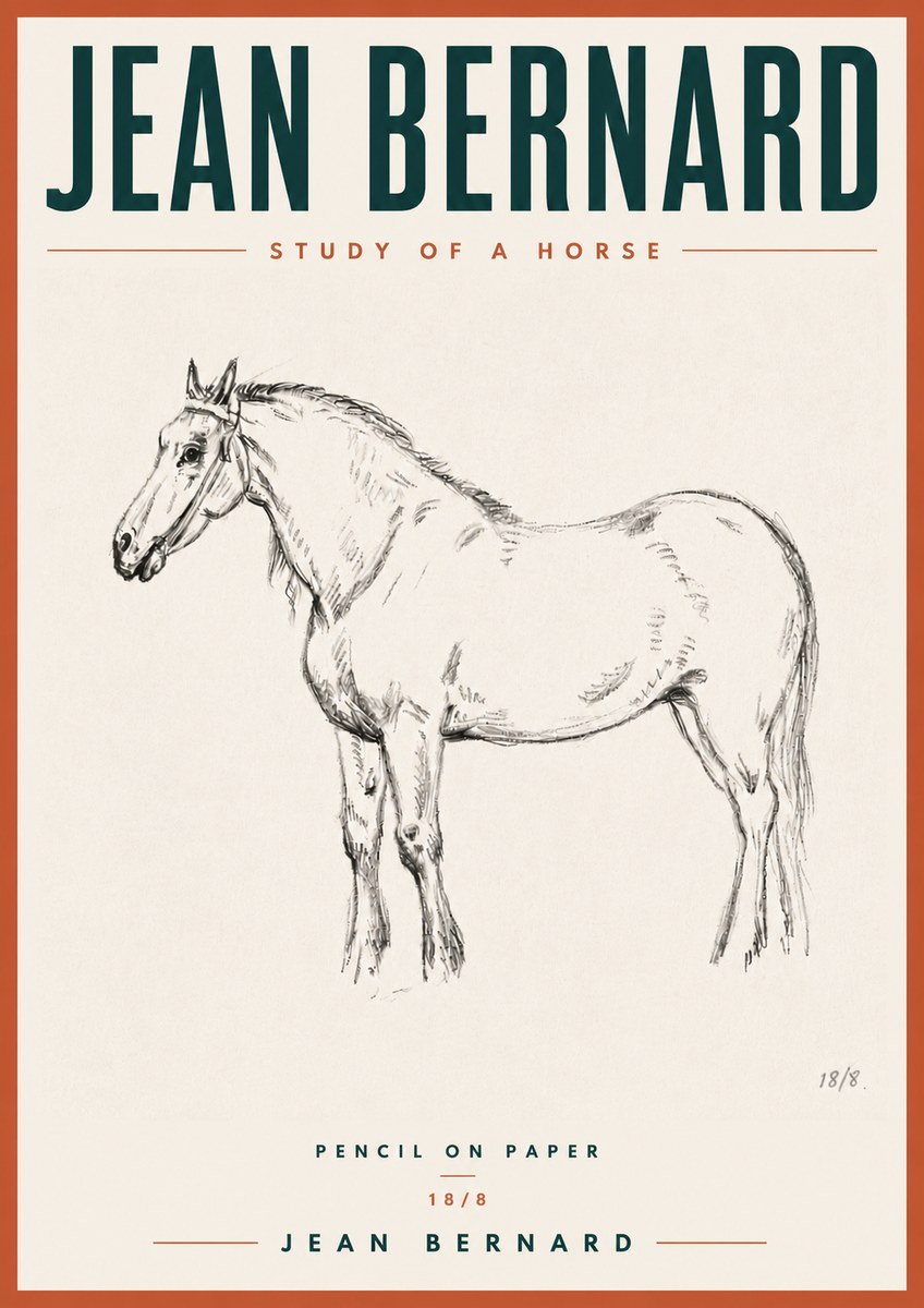Jean Bernard Study of a Horse XVII No6 - Affiche