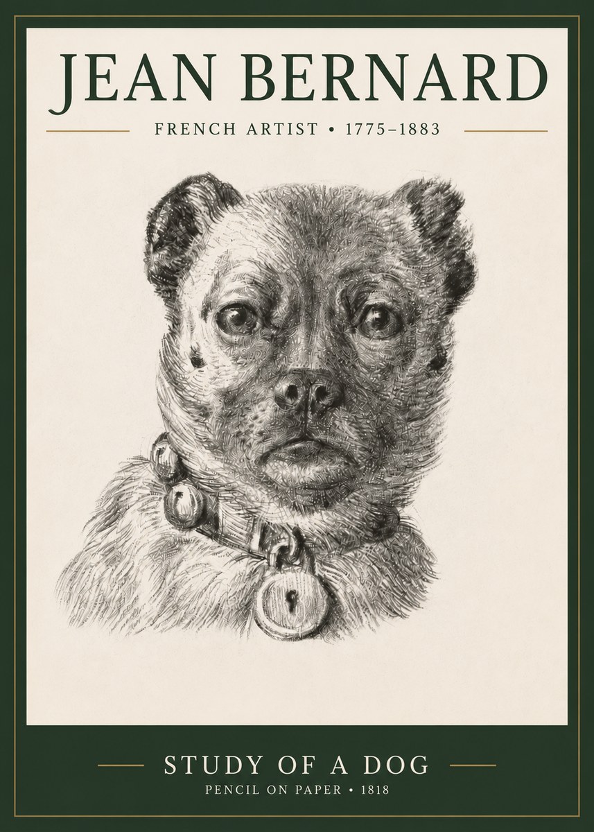 Jean Bernard Study of a Dog IV No3 - Affiche