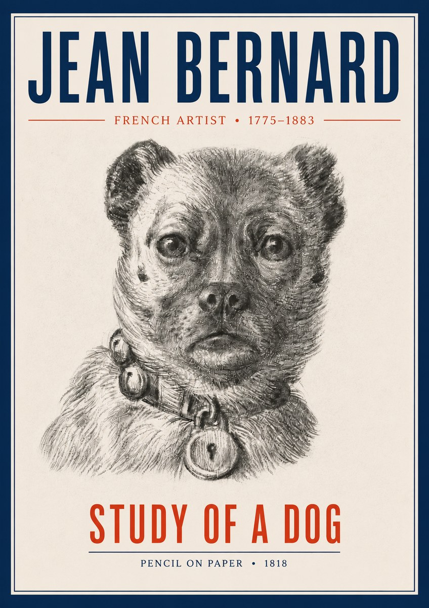 Jean Bernard Study of a Dog IV No4 - Affiche