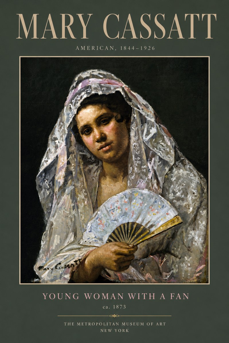Mary Cassatt Young Woman with a Fan II No5 - Affiche