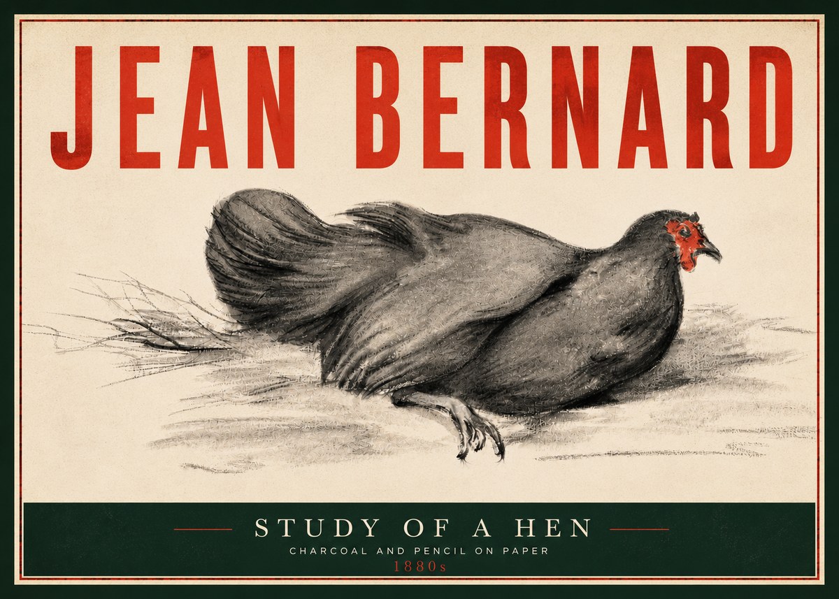 Jean Bernard Study of a Hen No4 - Affiche