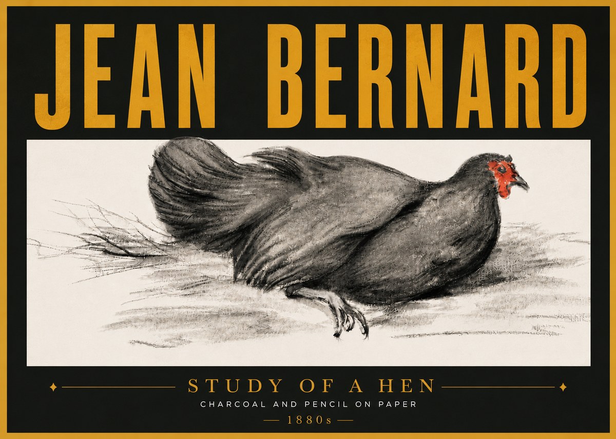 Jean Bernard Study of a Hen No6 - Affiche