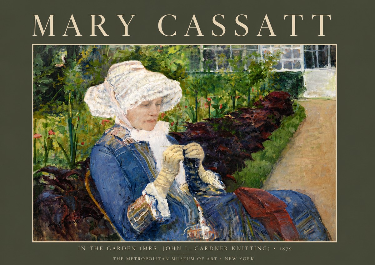 Mary Cassatt In the Garden (Mrs. John L. Gardner Knitting) No5 - Affiche