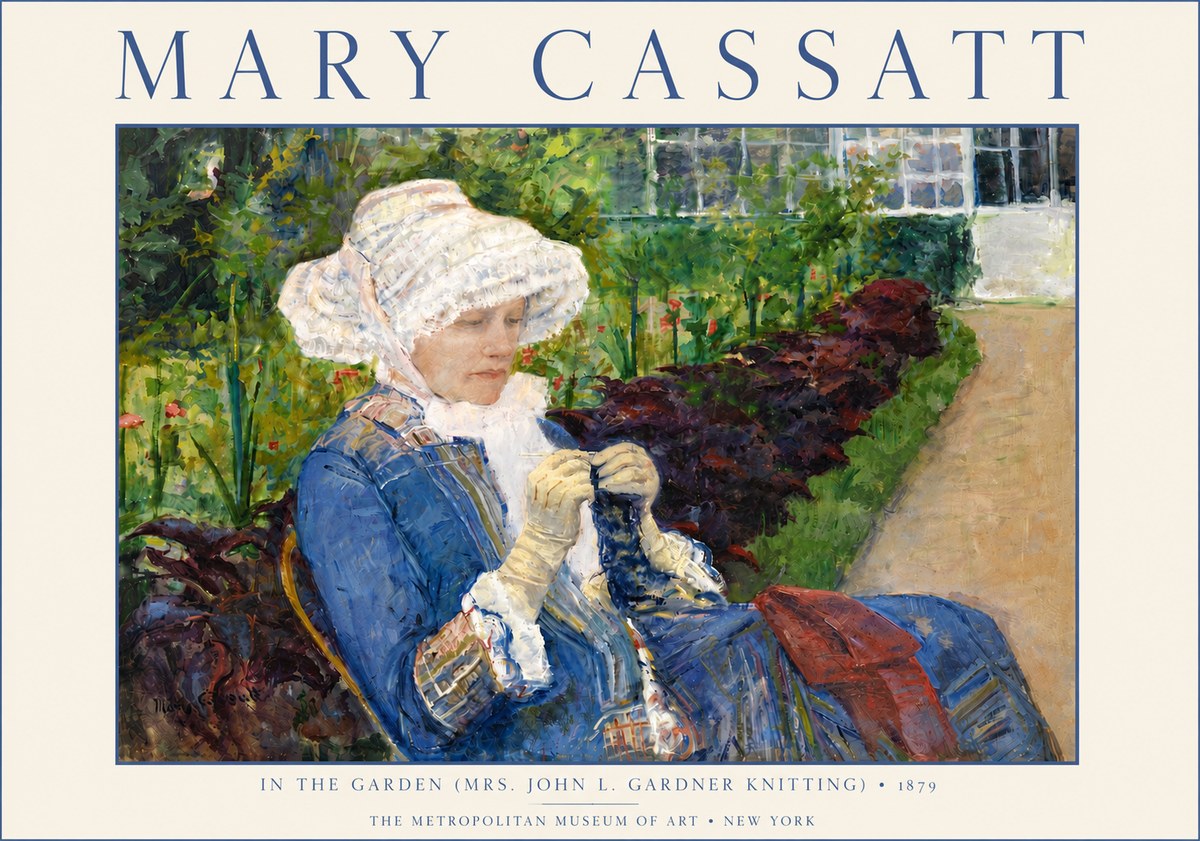 Mary Cassatt In the Garden (Mrs. John L. Gardner Knitting) No6 - Affiche