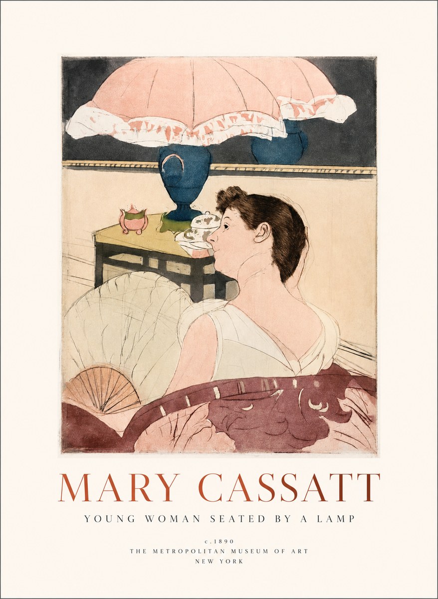 Mary Cassatt Young Woman Seated by a Lamp No1 - Affiche